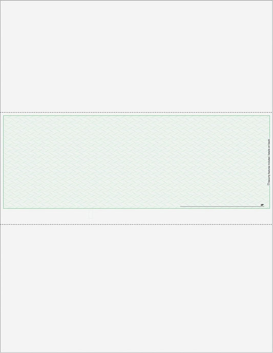 Classic Blank Business Middle Check, Blank Computer Check Paper with Green Herringbone Background and Signature Line, 500/Pk