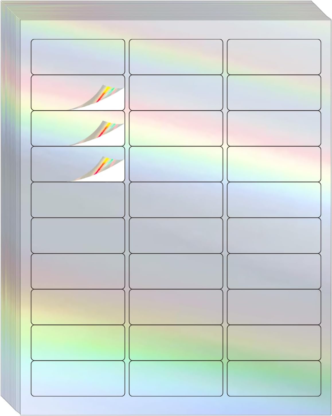 STARLIBOO 1" x 2-5/8" Address Labels- Holographic Color Stickers for Laser/Ink Jet Printer mailing Labels 8.5"×11"- Holographic Silver