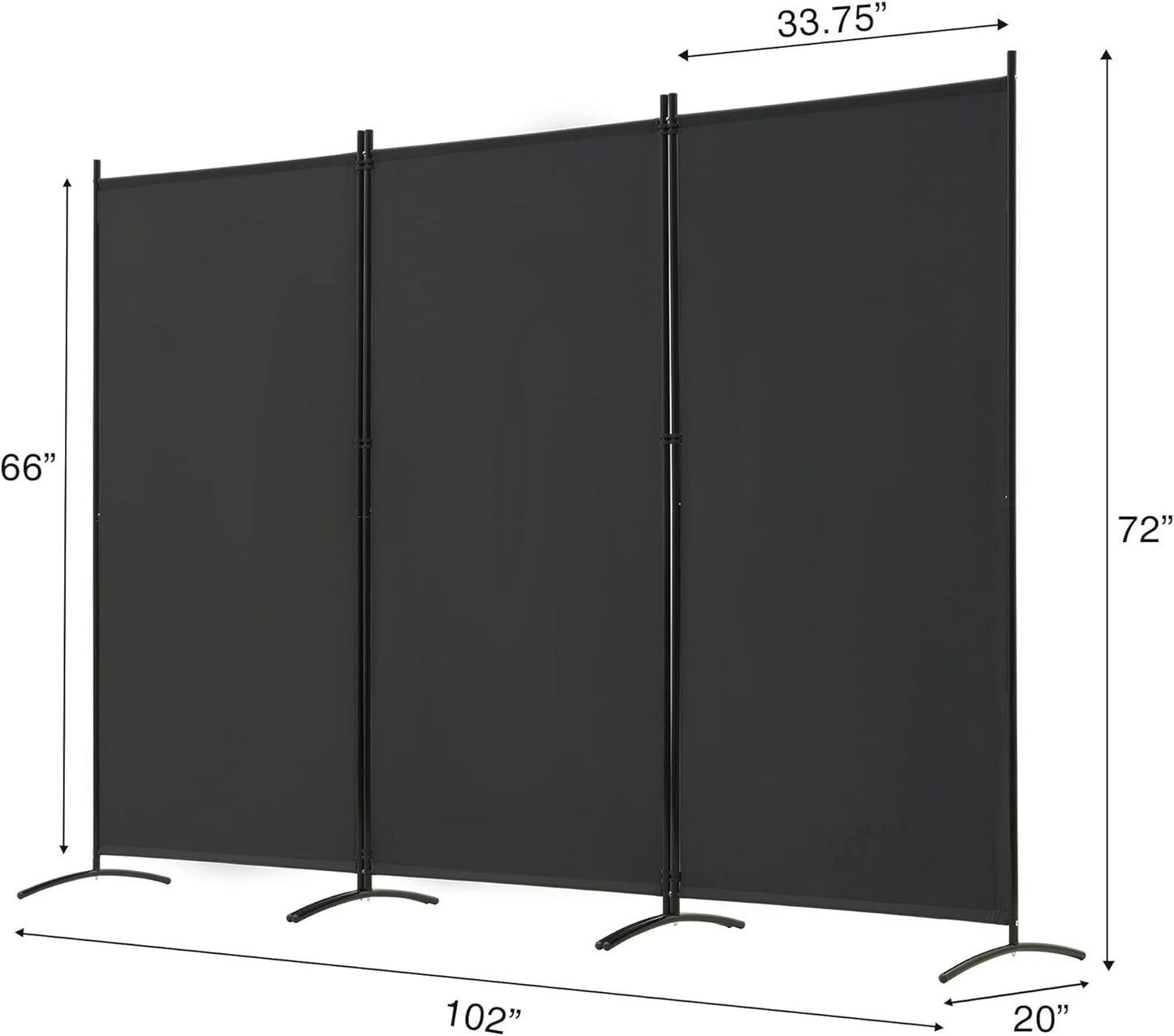 Spurgehom 3 Panel Room Divider Folding Partition Privacy Screens, Freestanding Fabric Room Panel Portable Room Partition Wall Dividers for Home Office Restaurant, 102" W X 71" H (Black)