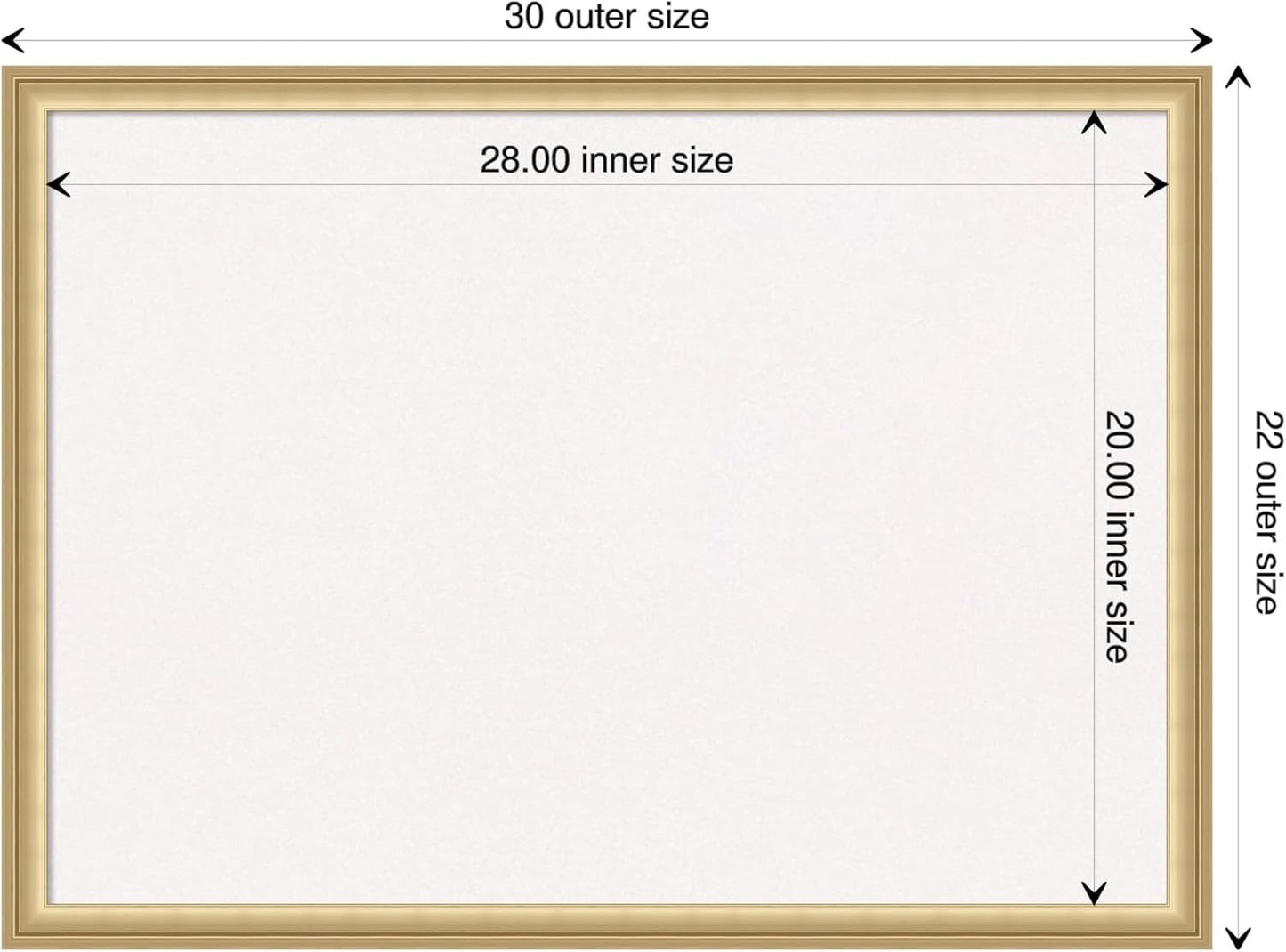 Amanti Art White Cork Board for Wall, 22x30 Vision Board with Gold Frame, Medium Corkboard Office Decor for Home Organization, Casual Corkboard Pinboard to display items for home organization