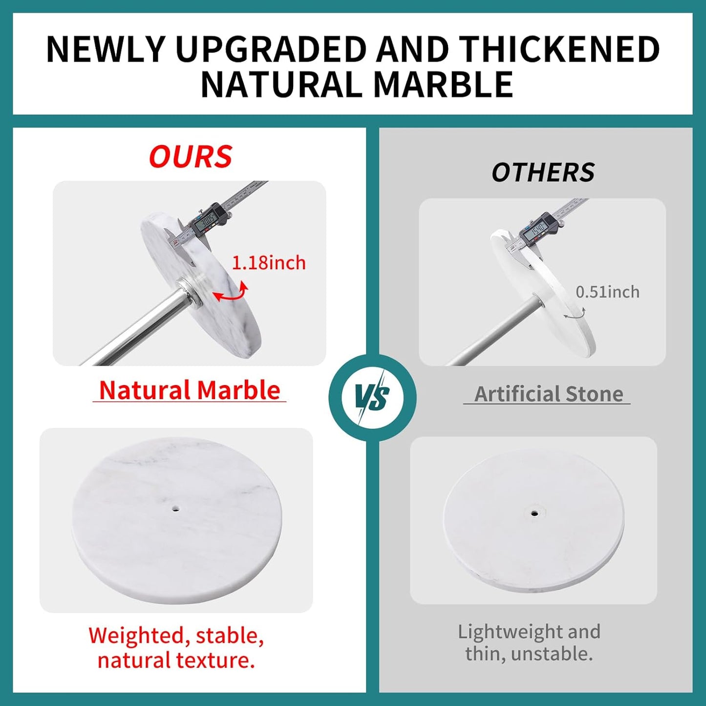 Coat Rack with Natural Marble Base, Metal Coat Racks Freestanding, Modern Coat Rack Stand with 8 Hooks, White Coat Tree Hats Hanger for Entryway, Hallway