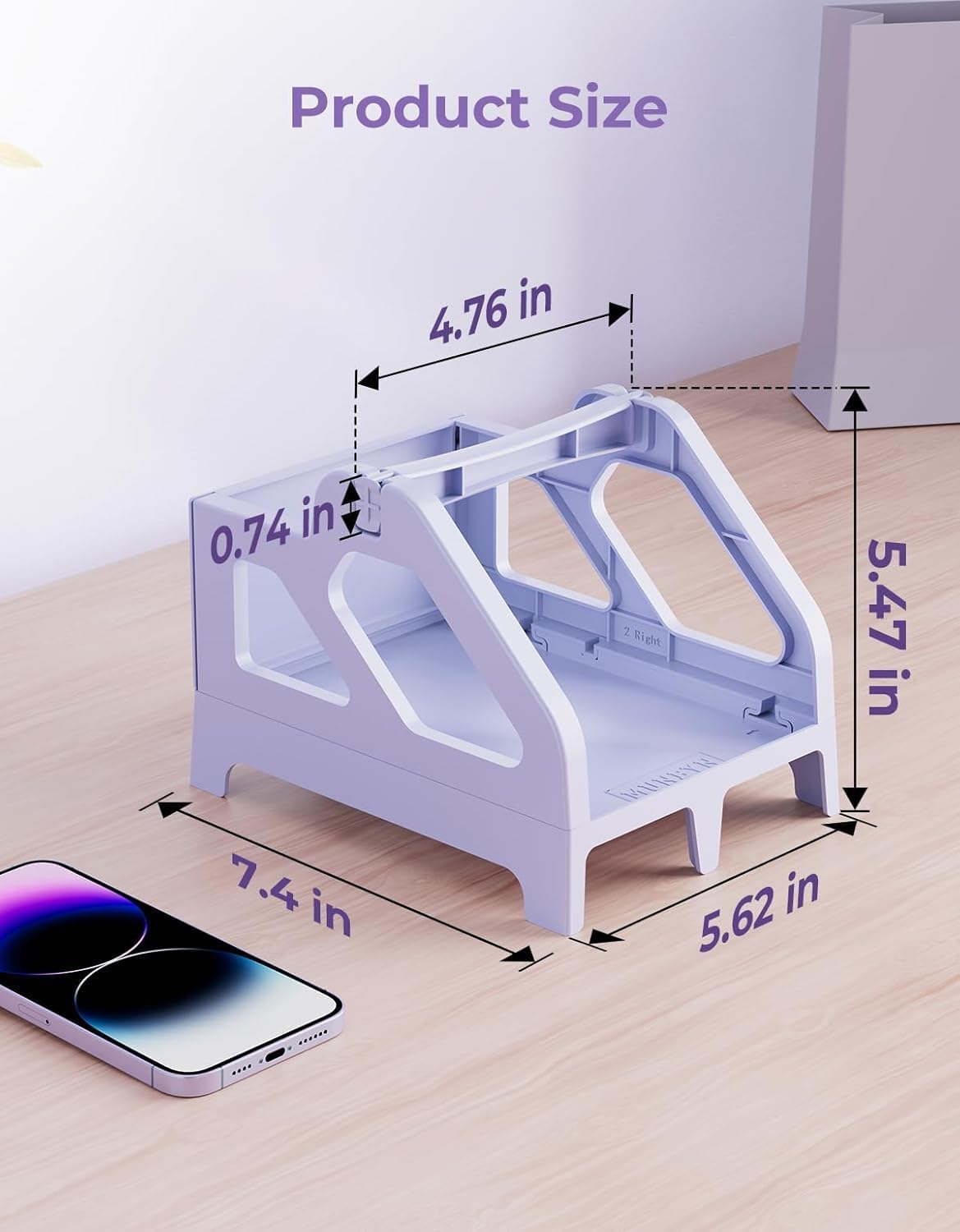 MUNBYN Label Holder for Rolls and Fan-Fold Labels, Thermal Sticker Roll Holder for Desktop Thermal Printer Shipping Supplies Industrial Paper, Purple