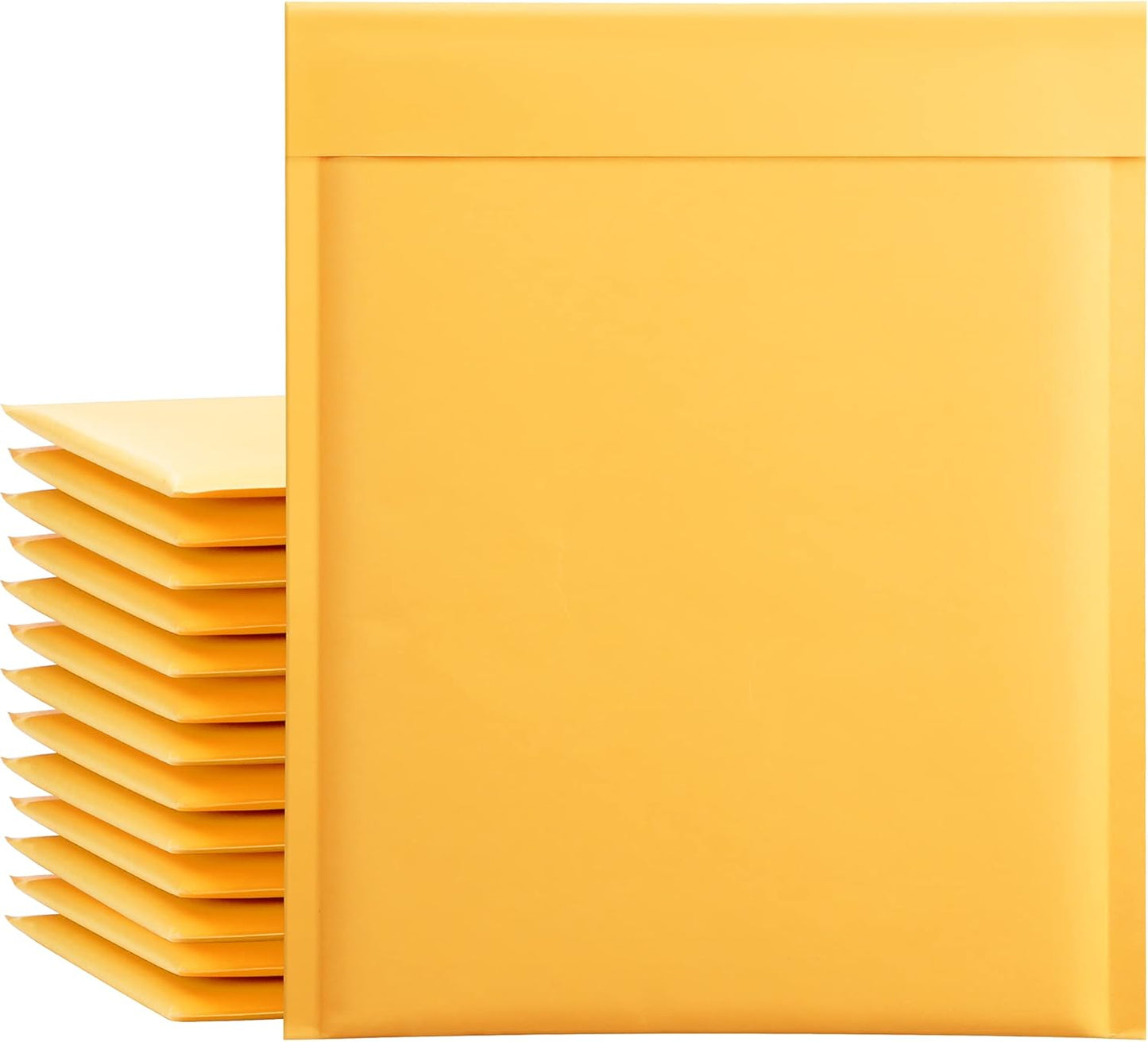 UCGOU Kraft Bubble Mailers 8.5x12 Inch 25 Pack Usable Size 8.5x11 Inch Yellow Padded Envelopes #2 Medium Mailing Packages Self Sealing Tear Resistant Boutique Bulk Shipping Bags for Makeup Supplies