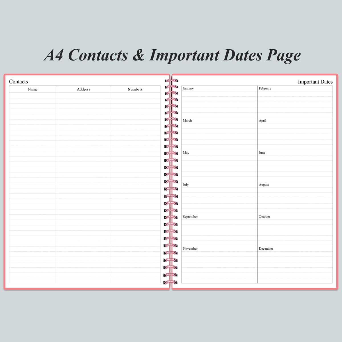 Daily Planner Undated - A4 To Do List Notebook Hourly Schedules, Spiral Appointment Planner for Women and Men,PVC Hardcover, Inner Pocket, Elastic Closure, 8.5" x 11", Pink