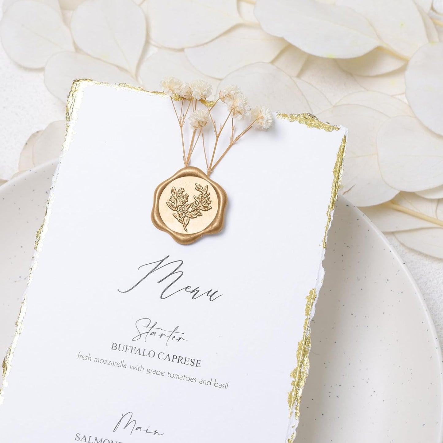 UNIQOOO Wax Seal Stickers - (3 Designs in 1 Pack) Wedding Invitation Envelope Seal Stickers, 60 Pcs Self-Adhesive Stickers, Perfect for Invitation, Christmas, Gift Wrapping (Light Gold)