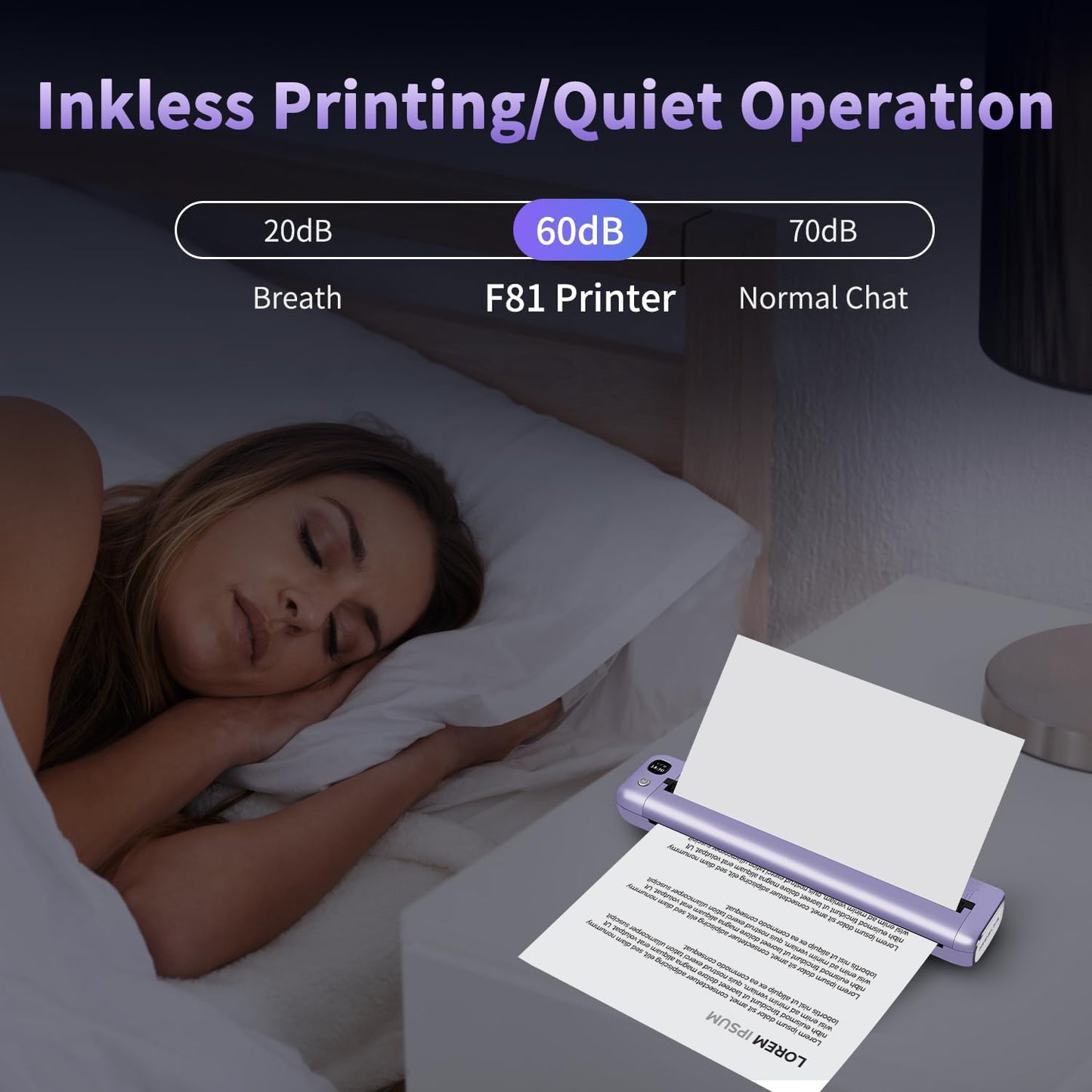 Rongta Portable Printers Wireless for Travel, WiFi & Bluetooth Mobile Printer, Thermal Inkless Printer for School/Office/Home Use, Compatible with Android,iOS & Laptop (Purple)