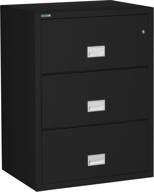 31 inch Wide 3-Drawer Lateral Fireproof File Cabinet – Legal and Letter Size Filing – Key Lock – Water Resistant – Fire Safe and Impact Rated – Black Finish – Model LAT3W31B