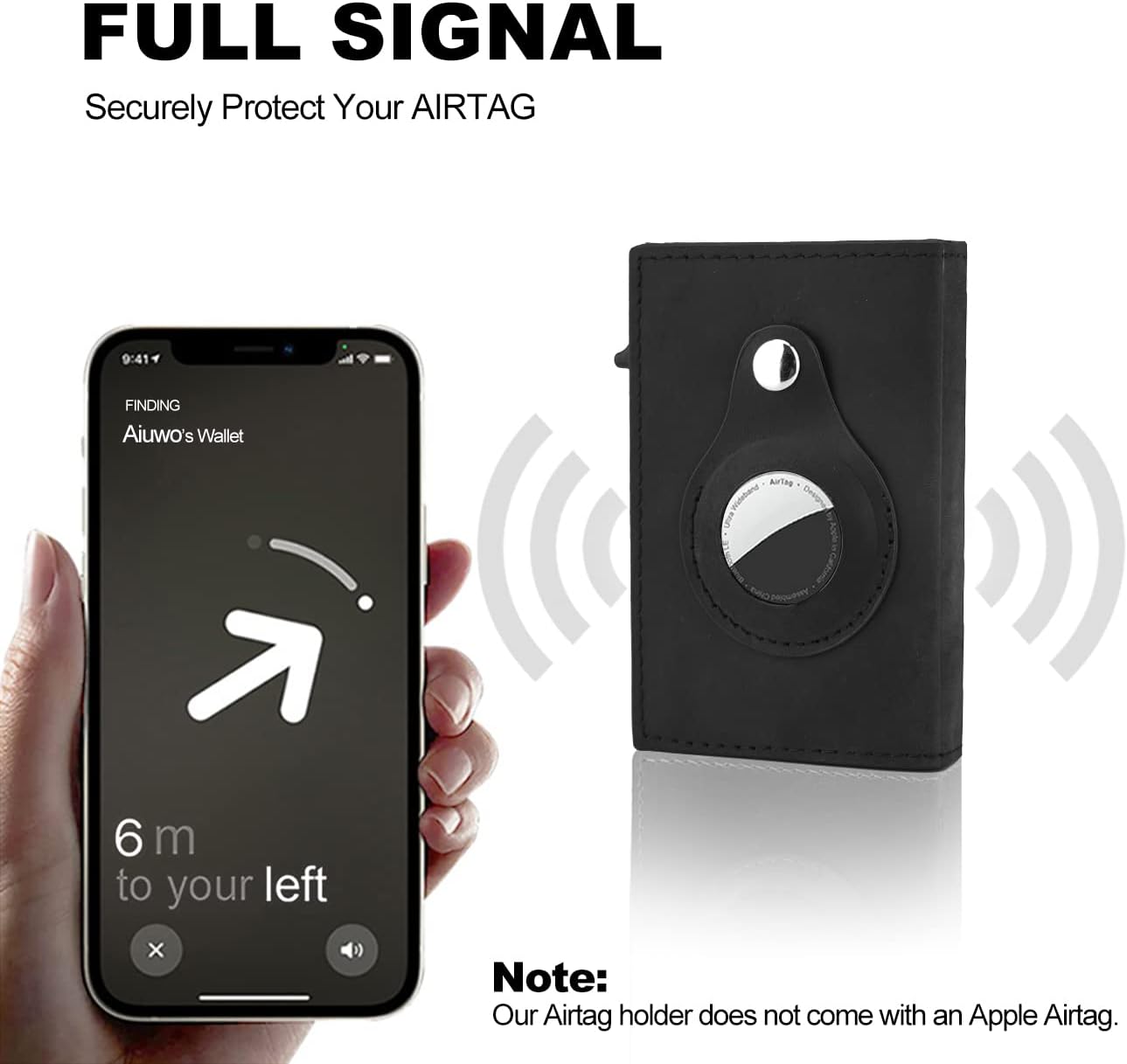 Aiuwo Airtag Wallet for Men,Mens Wallet Card Holder,Smart,Slim,Minimalist Wallet,Credit Cards Holder RFID Blocking Wallet (Airtag Wallet, Crazy Horse Black)