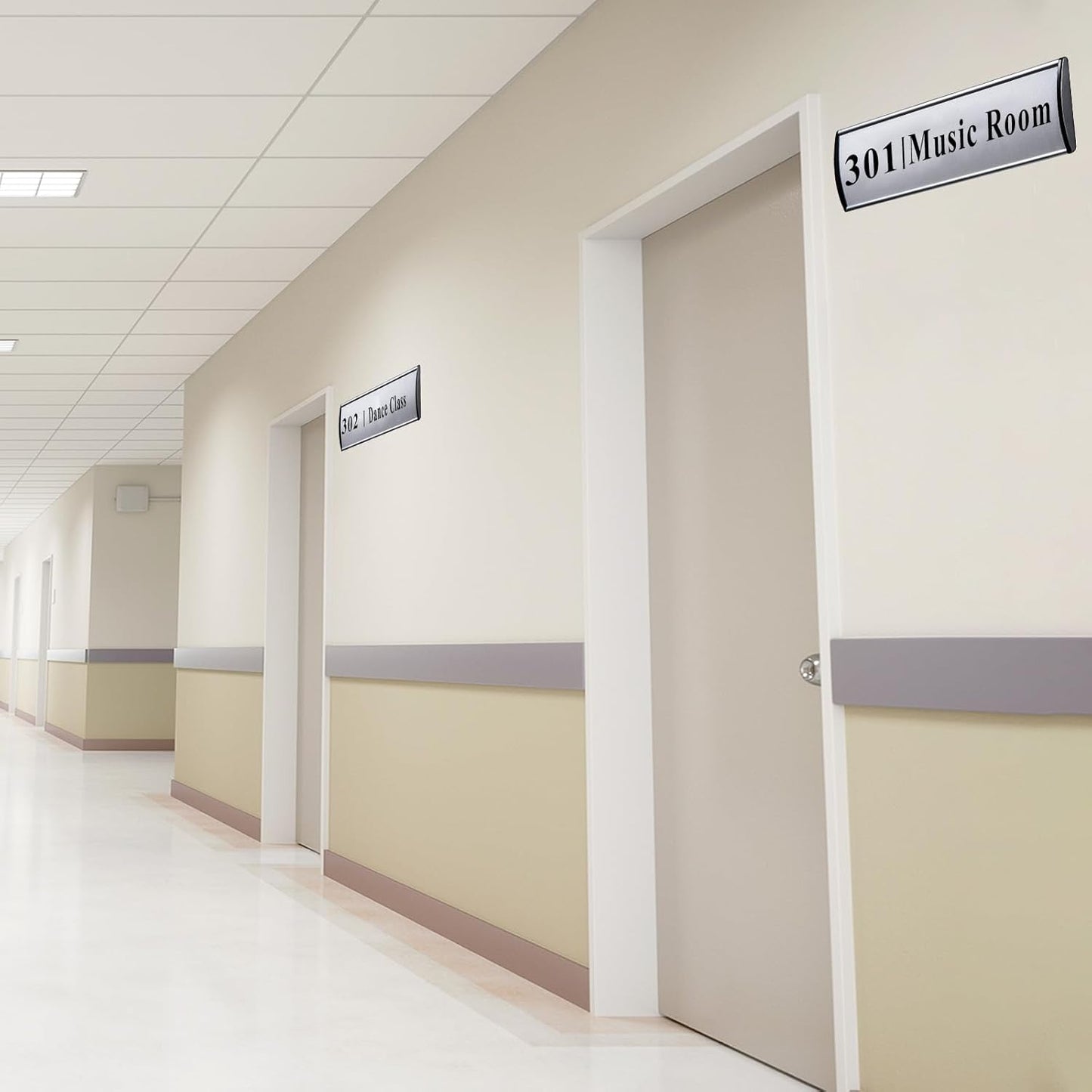 Set of 5 - Nameplate Holder for Wall Mount, 2.36'' x 10'' Curved Office Business Door Sign Holder-Silver