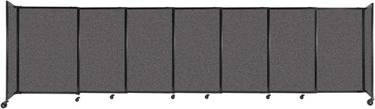 Versare Straightwall Sliding Portable Wall Partition | Freestanding Office Dividers | Locking Wheels | Temporary Room Separator | 15'6'' Wide x 4' Tall Charcoal Gray Fabric Panels