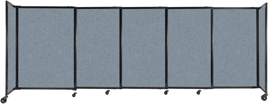 Versare Straightwall Sliding Portable Wall Partition | Freestanding Office Dividers | Locking Wheels | Temporary Room Separator | 11'3'' Wide x 4' Tall Powder Blue Fabric Panels