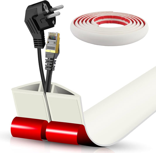 Floor Cord Cover Cable Cavity Self Adhesive Cord Hider Floor 10FT Floor Cable Management Power Cord Protector Floor Electric Cord Covers for Offices, Gym, Exhibitions (Beige, 1.97" x 10')