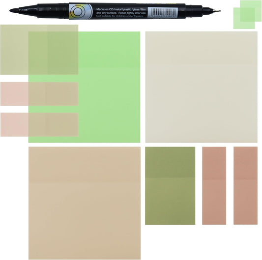 Translucent Sticky Notes, 3"x3" Cute Clear Transparent Page Flags Book Markers Stickers, Planner Accessories Sticky Notes, Bible Journaling Study Office School Supplies