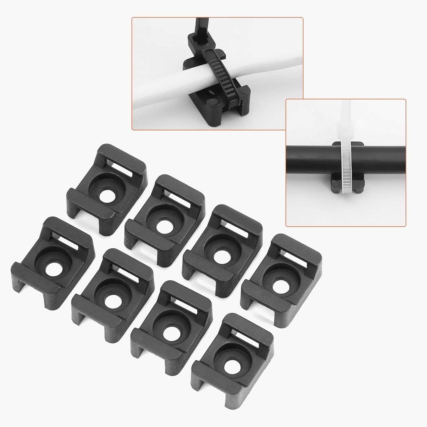 Cable Tie Mounting,100 Pcs Zip Tie Base,5 mm(M5) Screw Hole, 23x16x9(L*W*H) mm Cord Tie Mount Wire Tie Holder Fix Bottom Wire Management for Home/Office/Outdoor/Garden