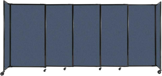 Versare Straightwall Sliding Portable Wall Partition | Freestanding Office Dividers | Locking Wheels | Temporary Room Separator | 11'3'' Wide x 5' Tall Ocean Fabric Panels