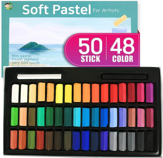 HA SHI Soft Chalk Pastels, 48 colors with additional 2pcs, Non Toxic Art Supplies, Drawing Media for Artist Stick Pastel for Professional, Kids, Beauty Nail Art, Pan Chalk Pastels