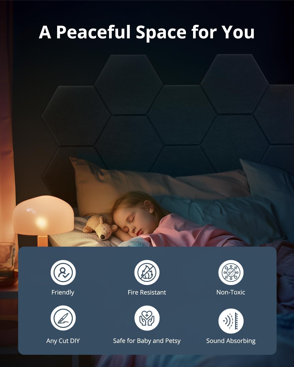 12 Pack Acoustic Panels Sound Absorbing, Self Adhesive Sound Proof Panels, Hexagon High Density Sound Deadening Panels, 12"X10"X0.4" Wall Decor for Bedroom,Home,Studio,Office(Black)