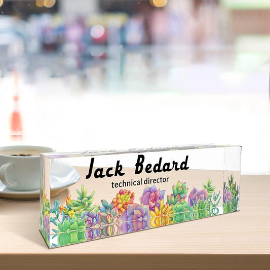 Desk Name Plate Personalized Office Decor | Succulents