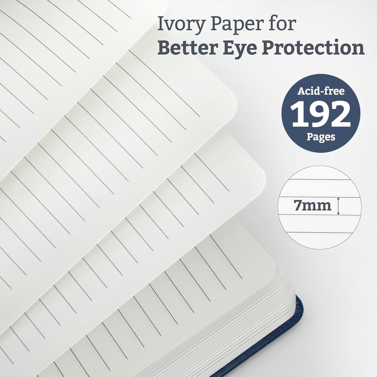 Hardcover Lined Bullet Dotted Journal Notebook, A5 140 192 Pages 100 120Gsm Paper College ruled for School,Work,Travel,and Daily Planning，5.7''*8.3'' (6, Navy, A5 Lined)