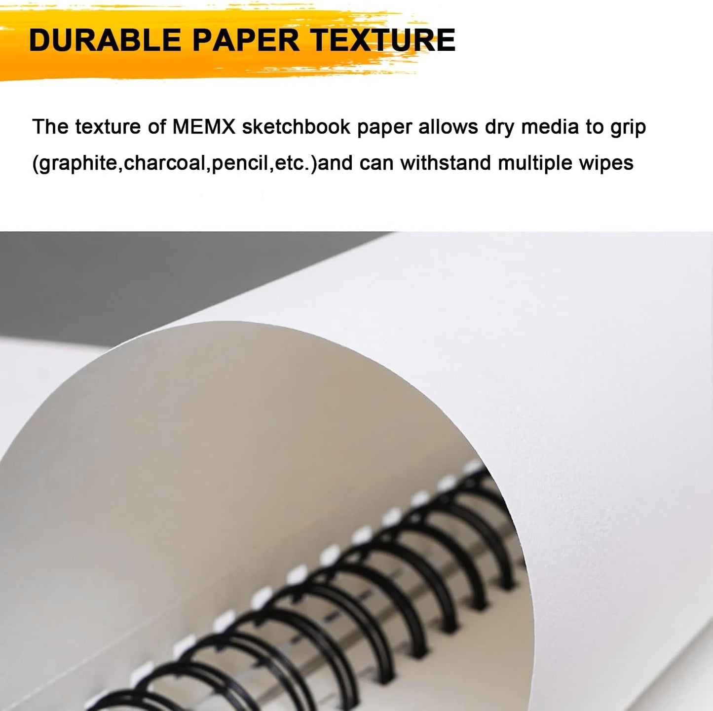 MEMX Poly Cover Sketch Book, 5.5”X8.5” 100 Pages (110gsm), Spiral Bound Artist Sketch Pad Notebook, Durable Acid Free Drawing Paper for Drawing, Writing, Painting, Sketching or Doodling, White