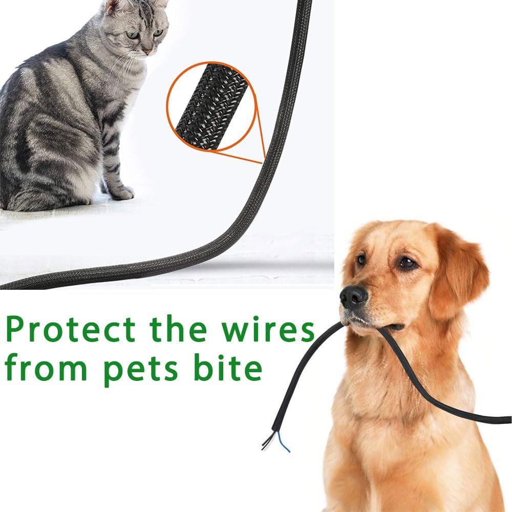 3/4" 25ft Expandable Braided Cable Sleeve Split Wire Loom Tubing – Pet-Proof Cord Protector for USB, Power Cords, Audio/Video Cables – Durable Wire Management Sleeving Black