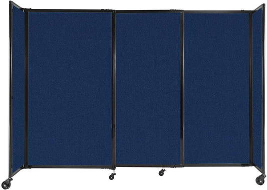 Versare Straightwall Sliding Portable Wall Partition | Freestanding Office Dividers | Locking Wheels | Temporary Room Separator | 7'2'' Wide x 5' Tall Navy Blue Fabric Panels