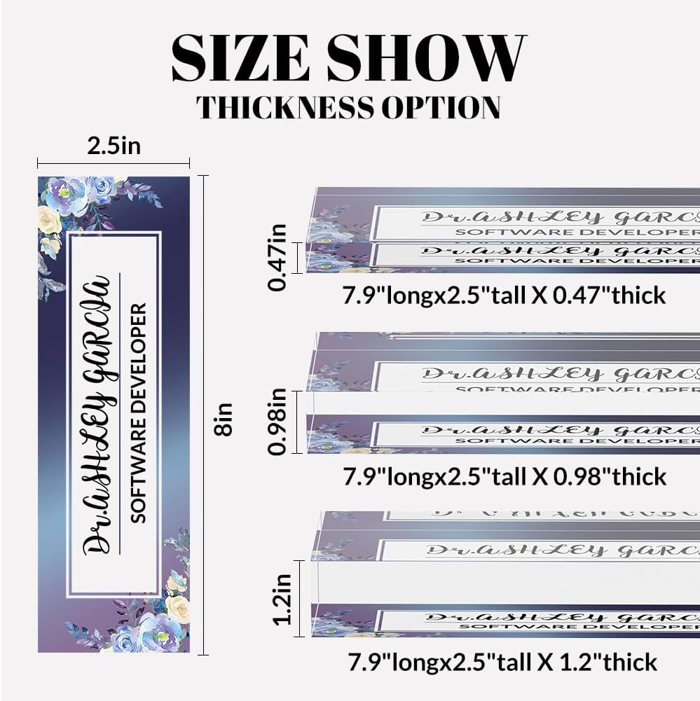 Personalized Office Desk Name Plate on Acrylic Glass - Custom Nameplate Decor, Accessories - Gift for Boss, Coworkers