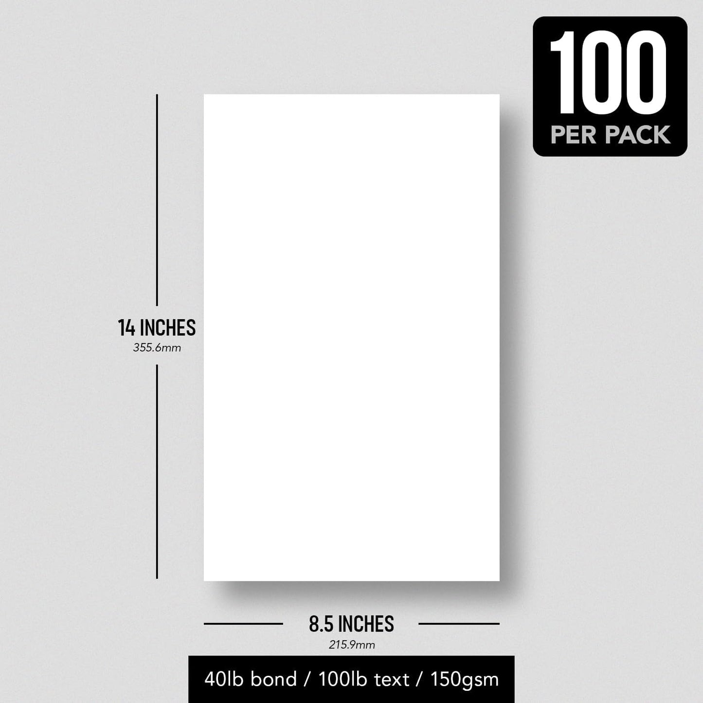 Bright White Paper - Multipurpose Office Print Writing Copy - Flyers, Posters, Design Proposals, Business Documents | 8.5 x 14 | 100lb Text (40lb Bond) | Acid Free Paper | 100 Sheets per Pack