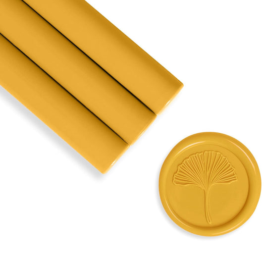 UNIQOOO Mustard Yellow Sealing Wax Sticks for Wax Seal Stamp - Perfect for Wedding Invitations, Cards Envelopes, Snail Mails, Wine Packages, Christmas Gift Ideas, Pack of 8