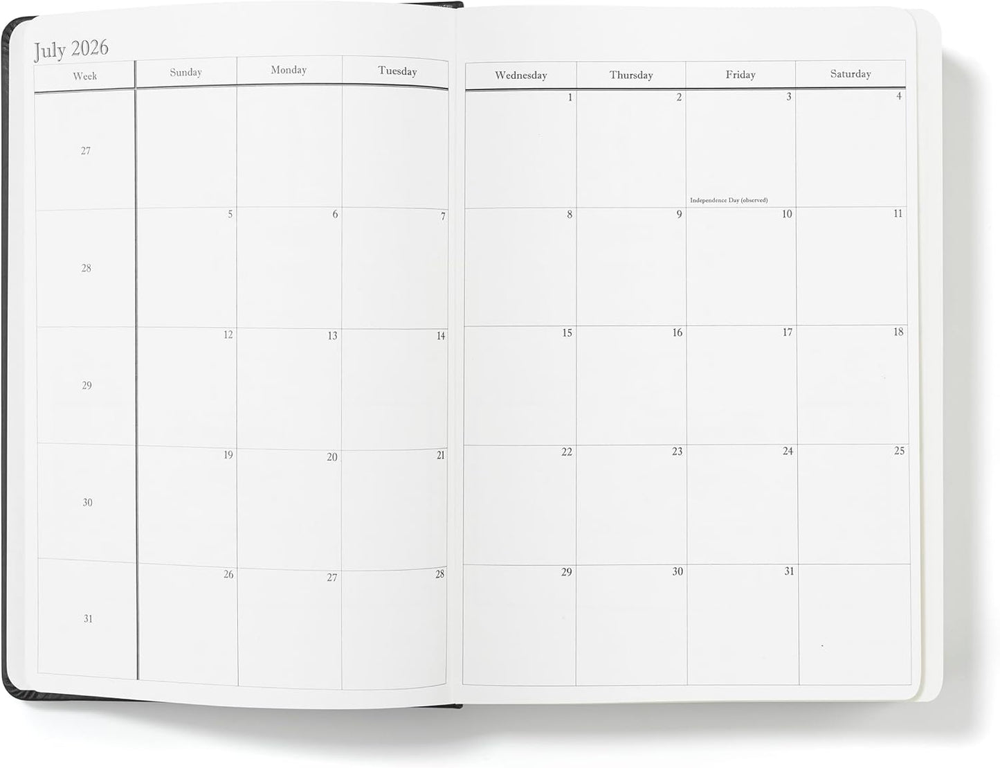 Wykeham's Executive 2026 Daily Journal Planner – US Public Holidays & Format – Customization Available (Personalized Black, 8.5"×5.5")