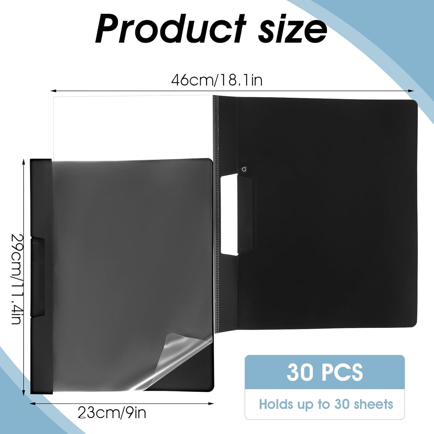 30 Pack Clear Report Covers with Clip Presentation Folders Transparent Front Cover Portfolio Folder Resume Folder Interview Report Folders for Letter Size (11.4 x 9 Inch)