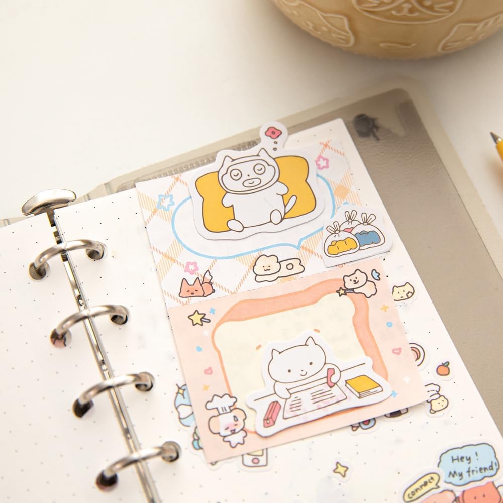 46 Pcs Small Cute White Cat Stickers for Scrapbooking Diary Laptop Junk Journal Notebook Kids Envelope Card Making Diary Planner Craft DIY Craft Decoration, 23 Patterns