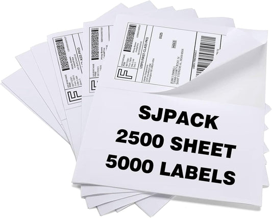 5000 Half Sheet Shipping Labels for Laser/Inkjet Printers - 5-1/2" X 8-1/2" Blank White Labels