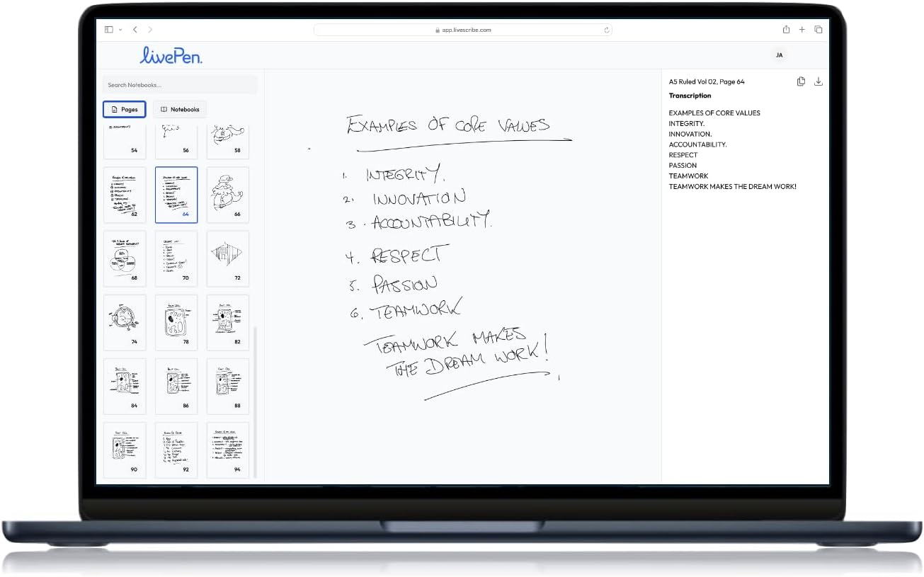Livescribe LivePen Starter Set | Sync Real Ink and Paper Notes to Phone, Web, Tablet, Desktop, Laptop | Record Audio Synced to Notes | Includes Smart Pen and A5 Journal Notebooks (4-Pack) | APNX-70103
