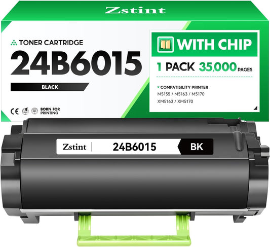 24B6015 Toner Cartridge Black with chip High Yield 1-Pack Replacement for Lexmark 24B6015 Toner Cartridges Compatible with Lexmark M5155 M5163 M5170 XM5163 XM5170 Laser Printer Ink All-in-One