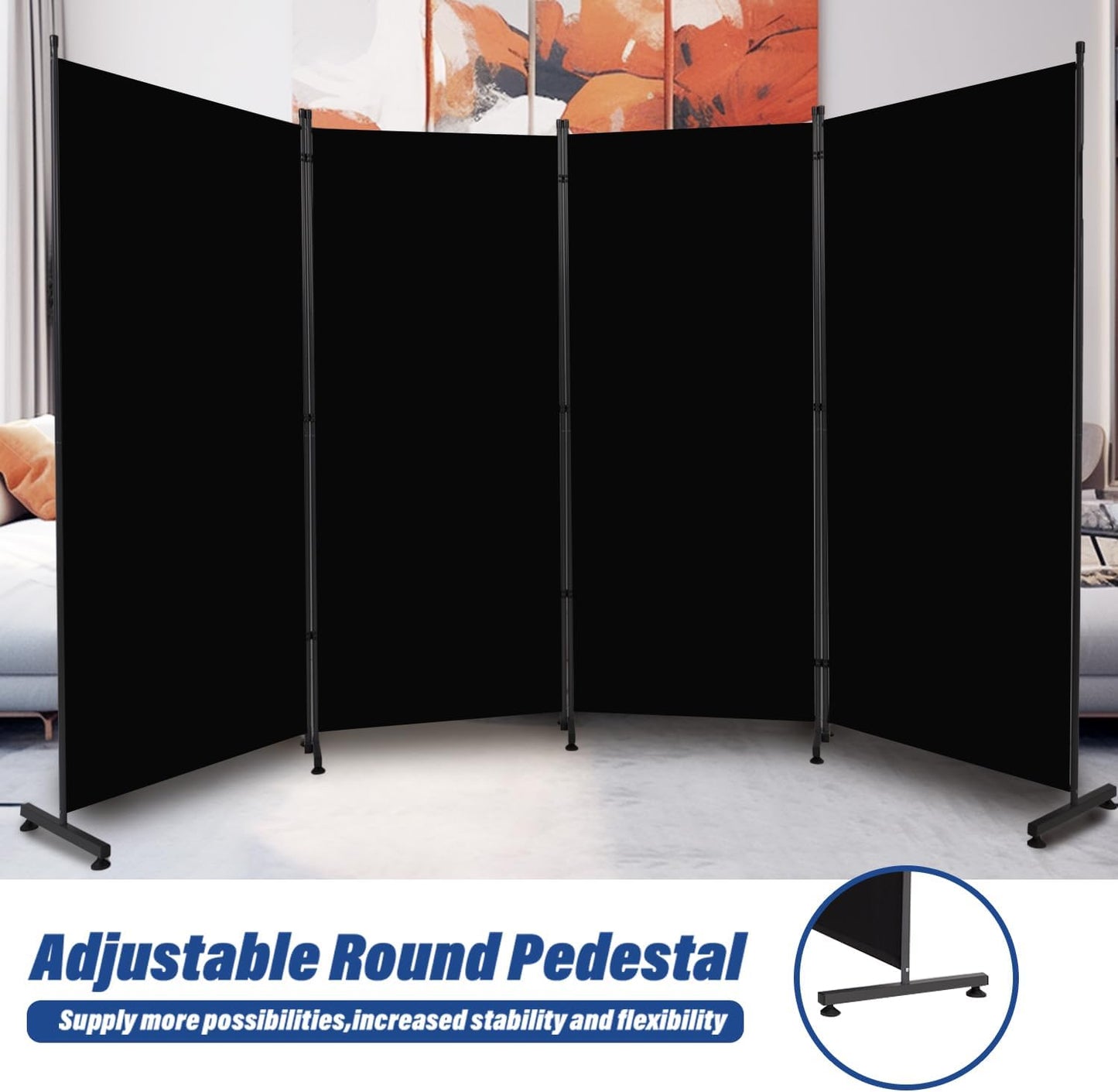 Room Divider 6ft Room Dividers and Folding Privacy Screens, 4 Panel Partition Room Divider Fabric Panel, Indoor Wall Divider for Room Separation Freestanding Space Separators for Bedroom Office Studio