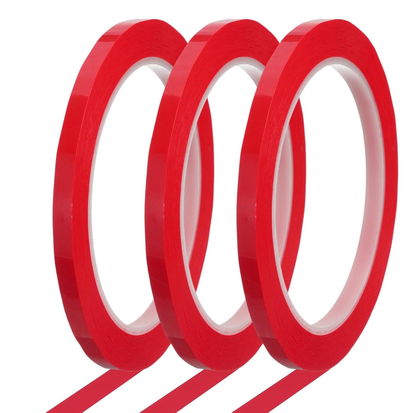 MECCANIXITY Whiteboard Tape 1/4" x 72 Yard Pinstripe Graphic Chart Line Grid Marking Tapes for Classroom Office Dry Erase Board Art, Red, Pack of 3