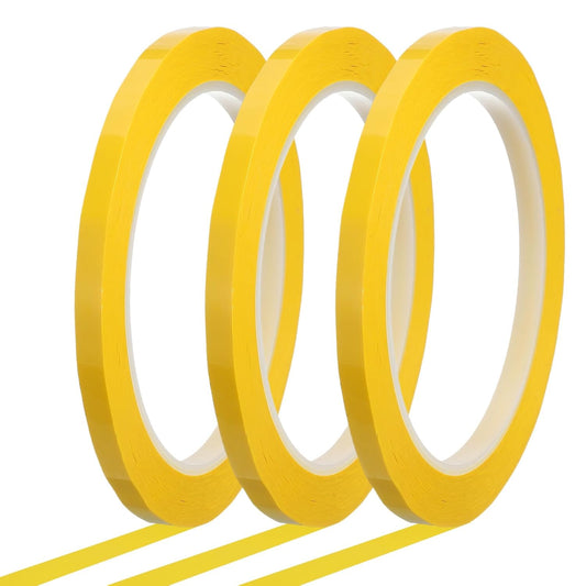 MECCANIXITY Whiteboard Tape 1/4" x 72 Yard Pinstripe Graphic Chart Line Grid Marking Tapes for Classroom Office Dry Erase Board Art, Dark Yellow, Pack of 3