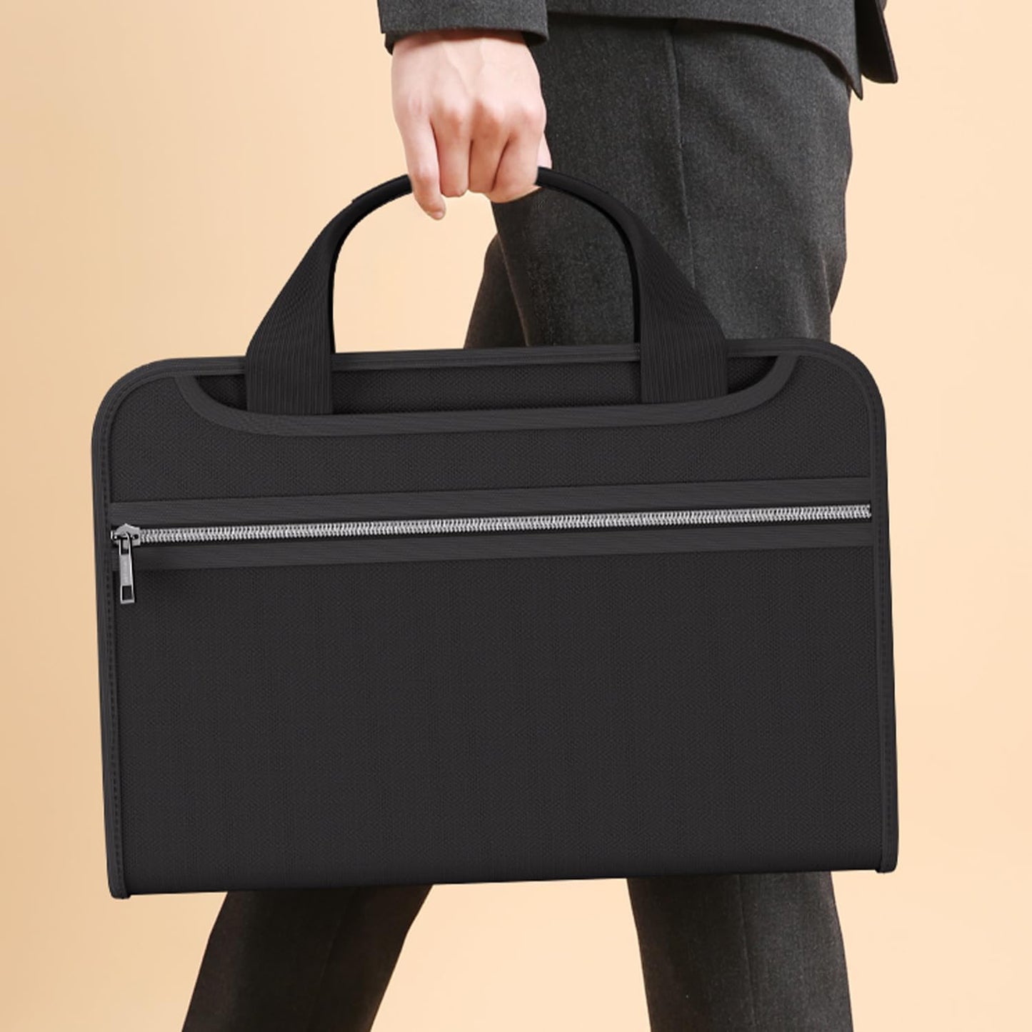 Fireproof Accordion File Organizer with Binder, 1 Inch D Rings Hold up 225 Sheets of 8.5" x 11", 13 Pocket Colorful Expanding File Folder with Zipper & Labels, Portable Travel Safe Storage