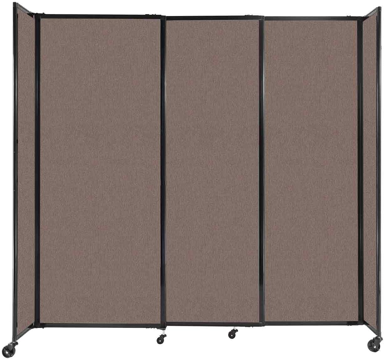Versare Straightwall Sliding Portable Wall Partition | Freestanding Office Dividers | Locking Wheels | Temporary Room Separator | 7'2'' Wide x 6'10'' Tall Latte Fabric Panels