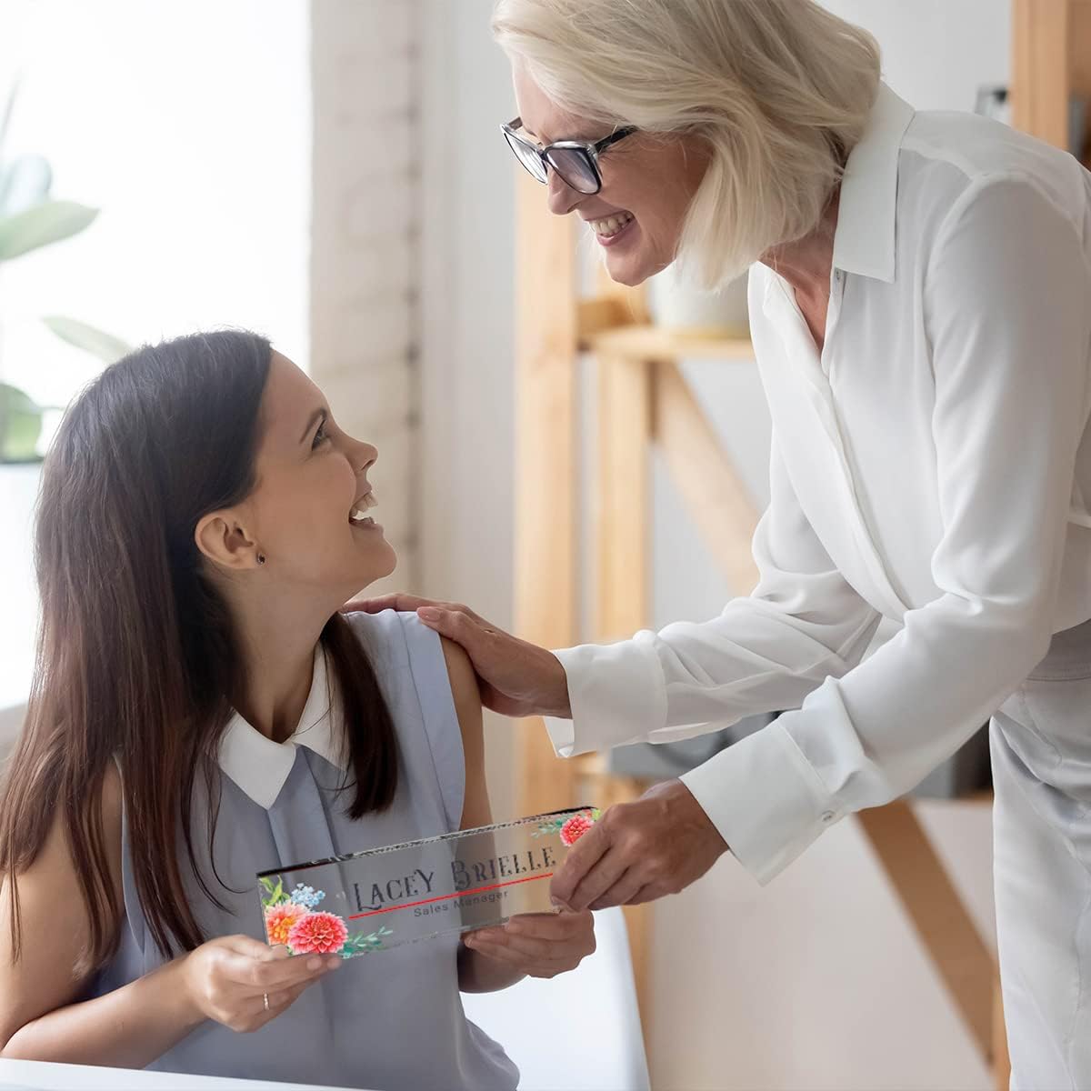 Desk Name Plate Personalized | Office Decor | Name Tags | Desk Decorations for Women Office… (Dahlia)