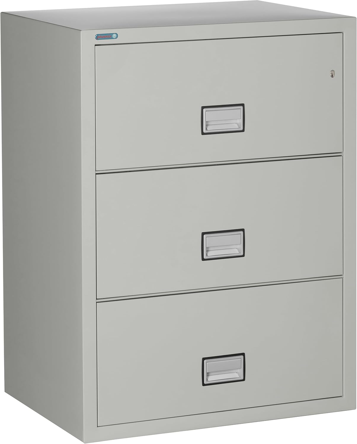 31 inch Wide 3-Drawer Lateral Fireproof File Cabinet – Legal and Letter Size Filing – Key Lock – Water Resistant – Fire Safe and Impact Rated – Light Gray Finish – Model LAT3W31LG