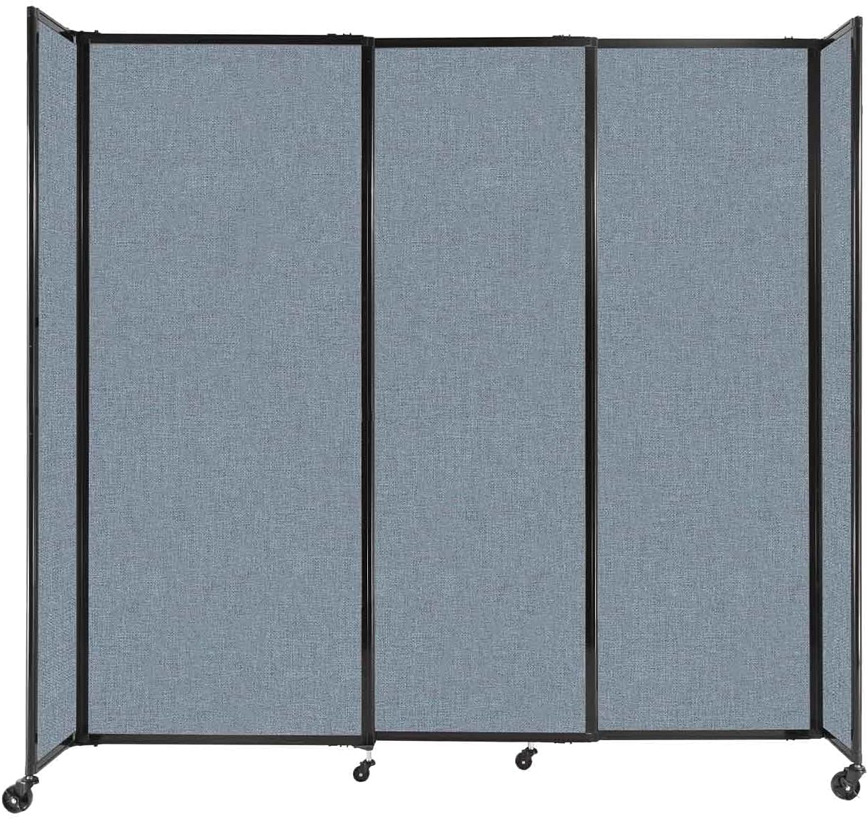 Versare Straightwall Sliding Portable Wall Partition | Freestanding Office Dividers | Locking Wheels | Temporary Room Separator | 7'2'' Wide x 6'10'' Tall Powder Blue Fabric Panels