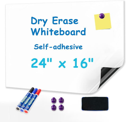 YOUNGJQ Magnetic Whiteboard Contact Paper 24" x 16" Adhesive Dry Erase White Board Sticker for Wall, Peel and Stick Wallpaper Easy to Write and Clean for Fridge Home Office