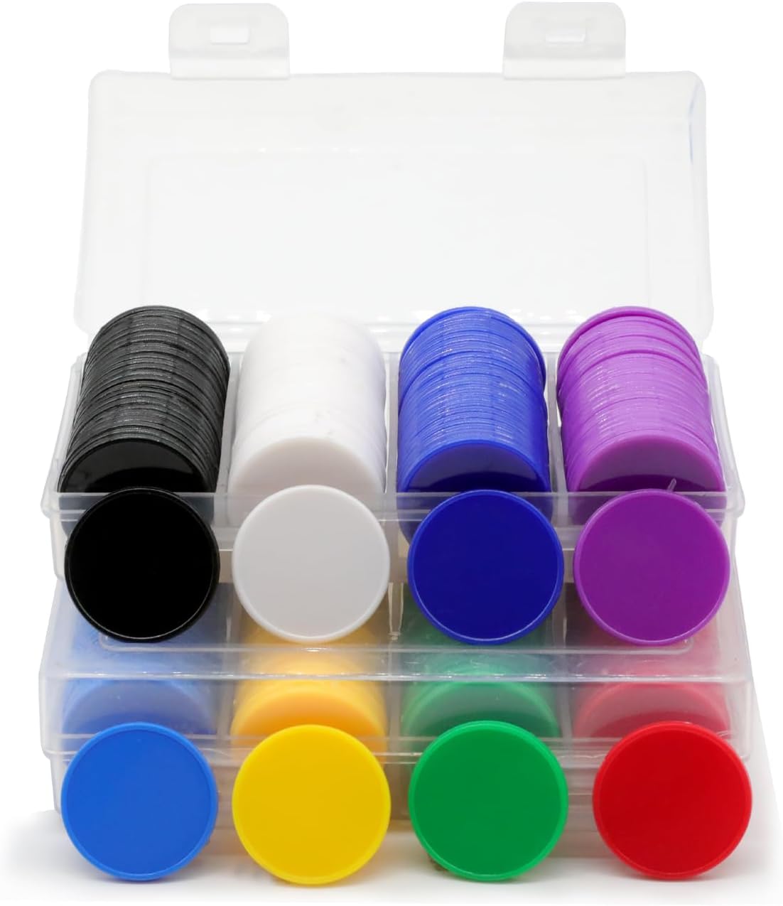 Set of 100 Opaque Plastic Learning Counters Mini Poker Chips Game Tokens with Storage Box (Black, 1.58 Inch)