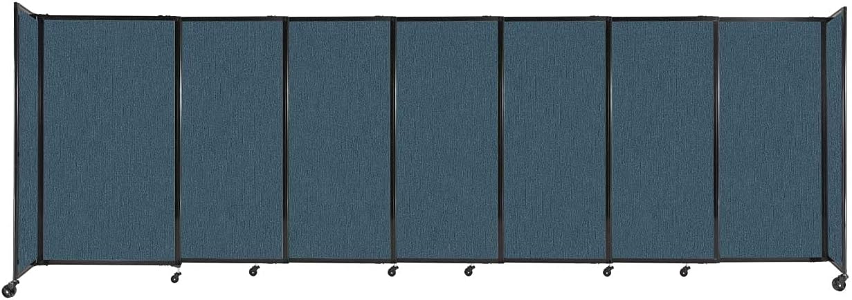 Versare Straightwall Sliding Portable Wall Partition | Freestanding Office Dividers | Locking Wheels | Temporary Room Separator | 15'6" Wide x 5' Tall Caribbean Fabric Panels