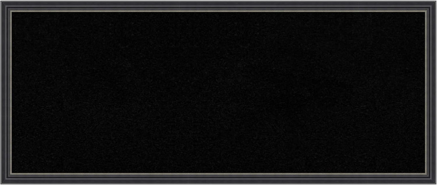 Amanti Art Black Cork Board for Wall, 13x31 Vision Board with Black Wood Frame, Medium Corkboard Office Decor for Home Organization, Traditional Corkboard Pinboard to Display Items for Home