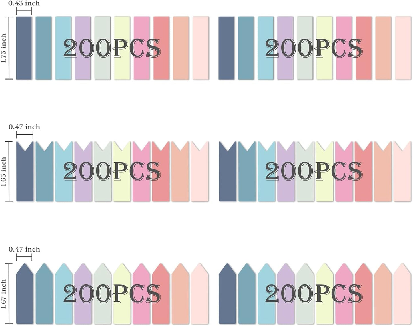 Temiary 1200 Pieces Transparent Sticky Index Tabs, Page Markers for Annotating, Translucent Morandi Arrow Flag Tab for Bookmarks Bible Tabs Notebook School Supplies