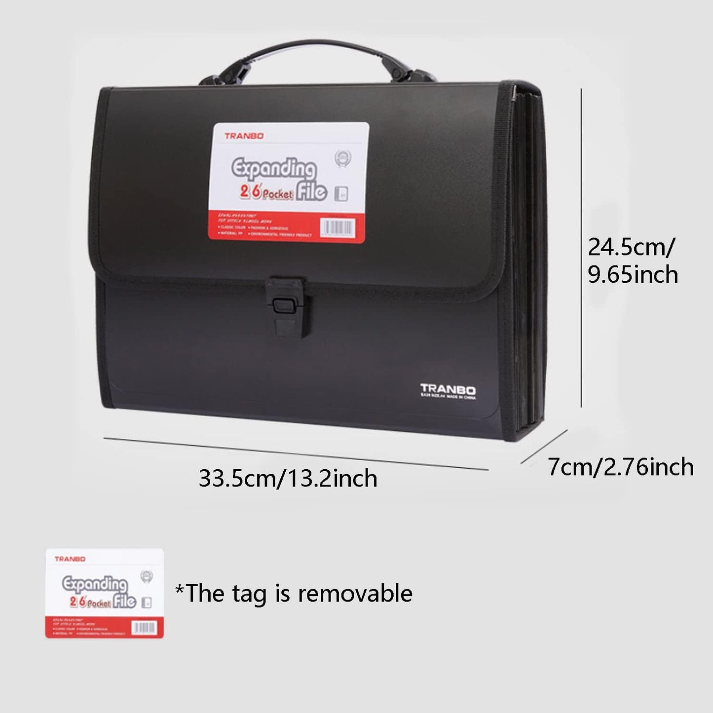 25 Pockets Letter Size/A4 Accordion File Organizer with Handle, TRANBO Expanding File Folder, Expandable Document Paper Organizer for Travel School Office - 1 Pack