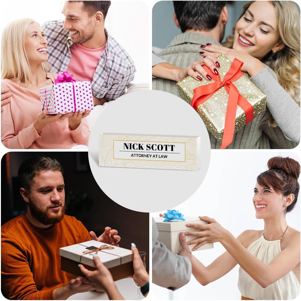 Office Desk Name Plate Personalized, Custom Name Plates for Desks on Acrylic Glass, Personalized Office Gift for Boss Coworkers